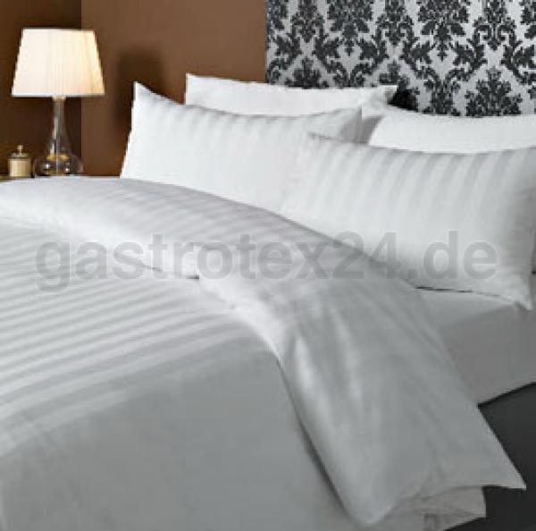 Hotel Damast Bettwäsche G4/TB25 weiß mit 28 mm Streifen